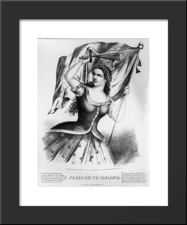 Freedom To Ireland 20x24 Black Modern Wood Framed Art Print Poster by Currier and Ives