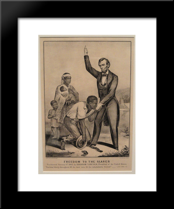 Freedom To The Slaves 20x24 Black Modern Wood Framed Art Print Poster by Currier and Ives