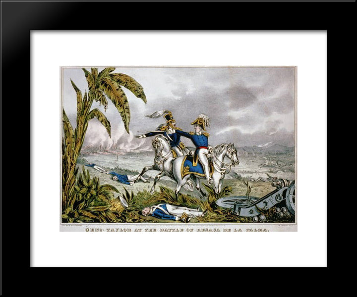 Genl. Taylor At The Battle Of Resaca De La Palma 20x24 Black Modern Wood Framed Art Print Poster by Currier and Ives