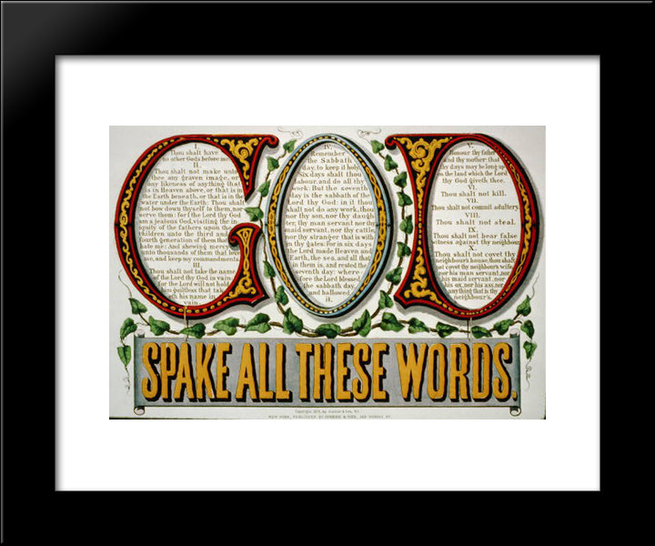 God Spake All These Words 10 Commandments 20x24 Black Modern Wood Framed Art Print Poster by Currier and Ives