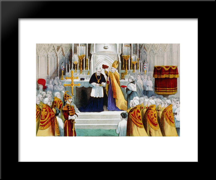 Imposing The Cardinal'S Berretta 20x24 Black Modern Wood Framed Art Print Poster by Currier and Ives