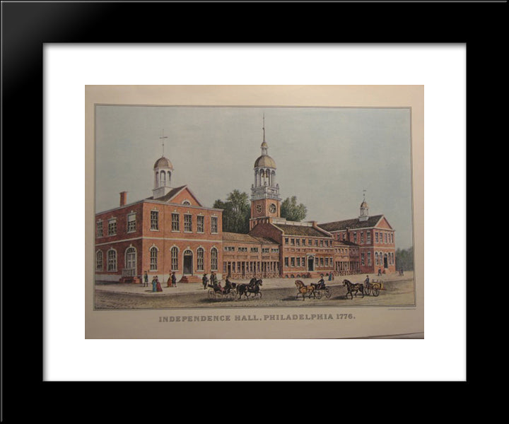 Independence Hall, Philadelphia 20x24 Black Modern Wood Framed Art Print Poster by Currier and Ives