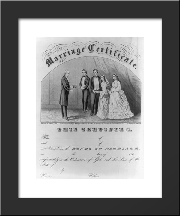 Marriage Certificate 20x24 Black Modern Wood Framed Art Print Poster by Currier and Ives