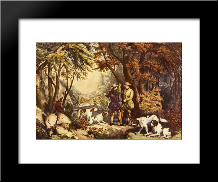 Morning In The Woods 20x24 Black Modern Wood Framed Art Print Poster by Currier and Ives