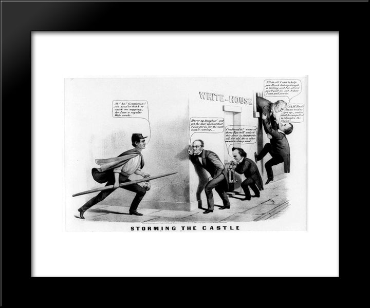 Storming The Castle 20x24 Black Modern Wood Framed Art Print Poster by Currier and Ives