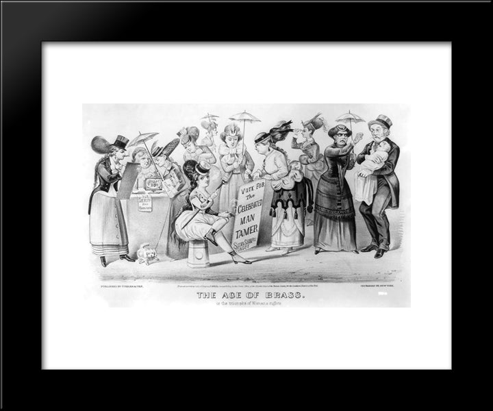 The Age Of Brass. Or The Triumphs Of Woman'S Rights 20x24 Black Modern Wood Framed Art Print Poster by Currier and Ives