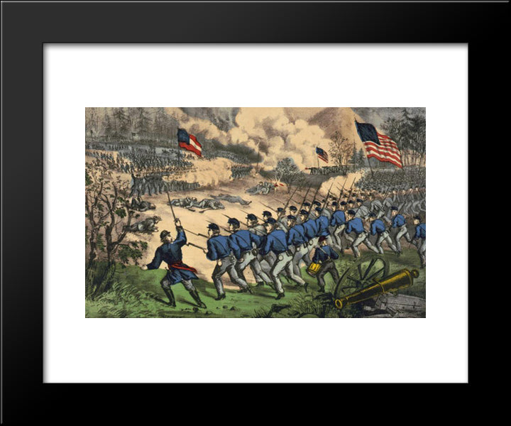 The Battle At Cedar Mountain, Aug. 9Th, 1862 20x24 Black Modern Wood Framed Art Print Poster by Currier and Ives