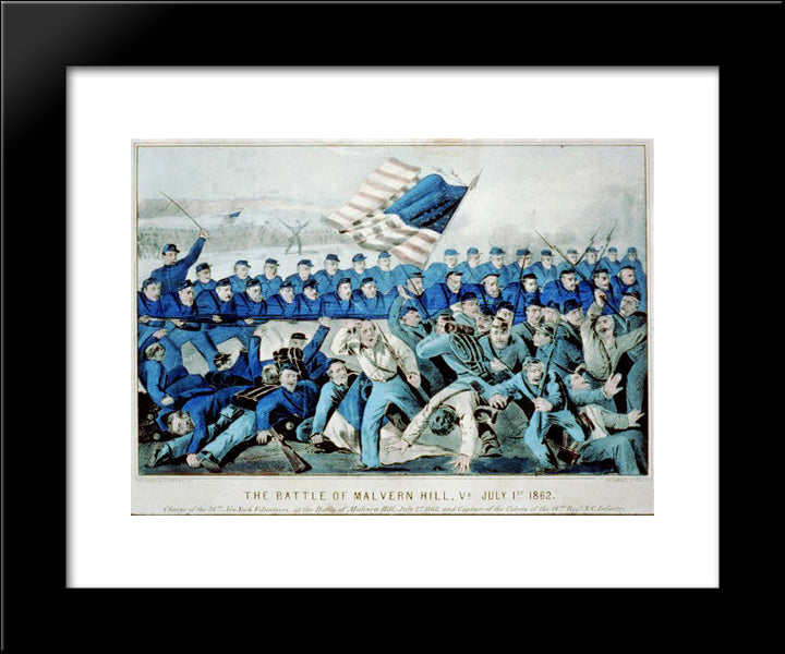 The Battle Of Malvern Hill, Va. July 1St 1862 20x24 Black Modern Wood Framed Art Print Poster by Currier and Ives
