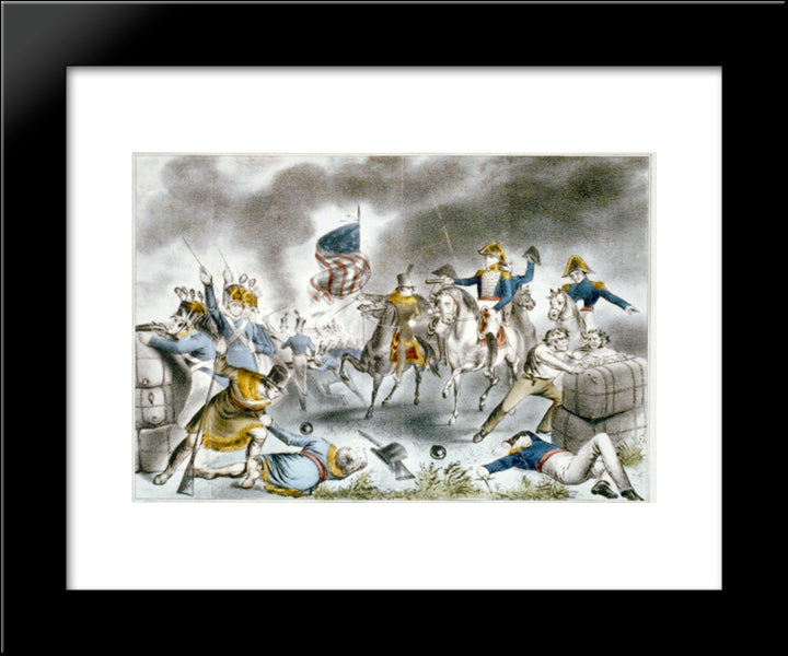 The Battle Of New Orleans, Fought Jany 8Th 1814 20x24 Black Modern Wood Framed Art Print Poster by Currier and Ives