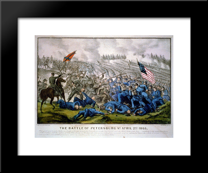 The Battle Of Petersburg Va. April 2Nd 1865 20x24 Black Modern Wood Framed Art Print Poster by Currier and Ives