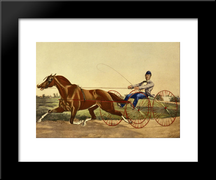 The Celebrating Pacing Mare Pacahontas 20x24 Black Modern Wood Framed Art Print Poster by Currier and Ives
