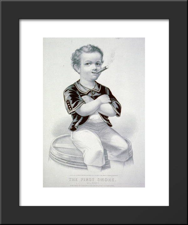 The First Smoke. All Right 20x24 Black Modern Wood Framed Art Print Poster by Currier and Ives