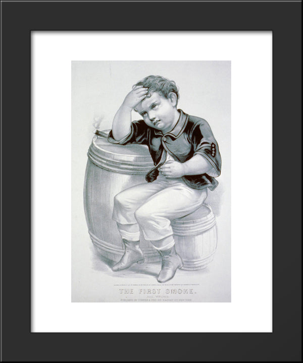 The First Smoke. All Wrong 20x24 Black Modern Wood Framed Art Print Poster by Currier and Ives