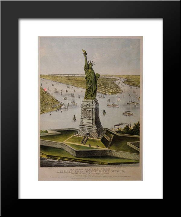 The Great Bartholdi Statue 20x24 Black Modern Wood Framed Art Print Poster by Currier and Ives
