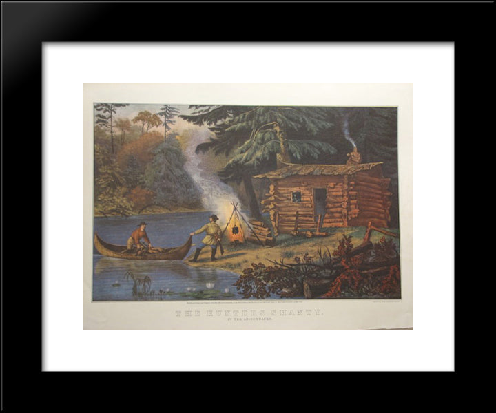 The Hunters Shanty 20x24 Black Modern Wood Framed Art Print Poster by Currier and Ives