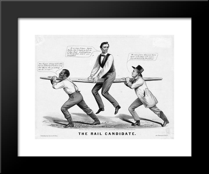 The Rail Candidate 20x24 Black Modern Wood Framed Art Print Poster by Currier and Ives