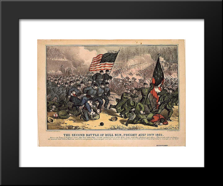 The Second Battle Of Bull Run, Fought Augt. 29Th 1862 20x24 Black Modern Wood Framed Art Print Poster by Currier and Ives