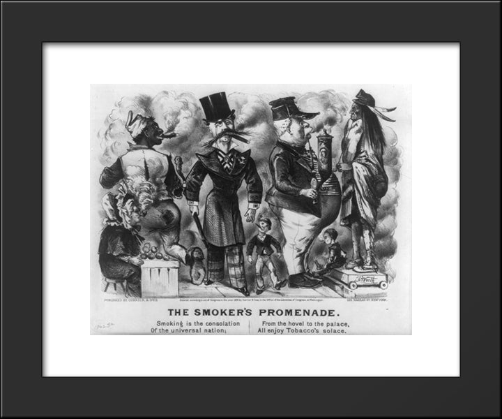 The Smoker'S Promenade 20x24 Black Modern Wood Framed Art Print Poster by Currier and Ives