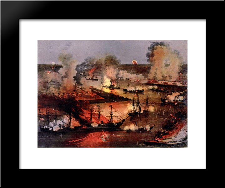 The Splendid Naval Triumph On The Mississippi, April 24Th, 1862 20x24 Black Modern Wood Framed Art Print Poster by Currier and Ives