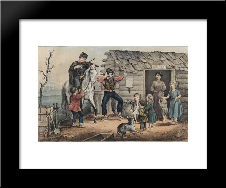 The Turning Of The Tune 20x24 Black Modern Wood Framed Art Print Poster by Currier and Ives