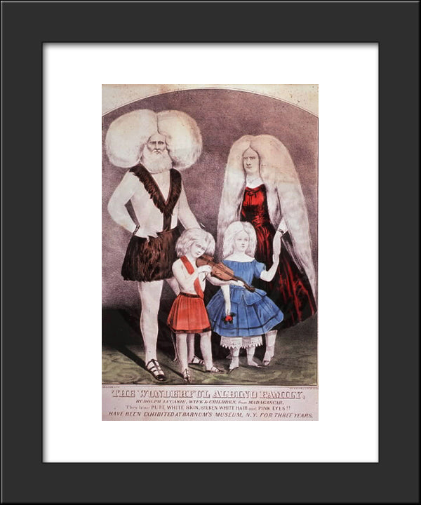 The Wonderful Albino Family 20x24 Black Modern Wood Framed Art Print Poster by Currier and Ives