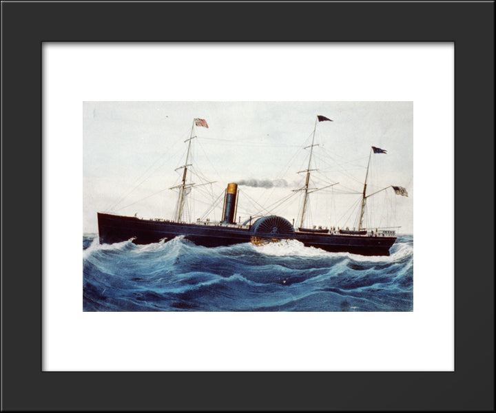 U.S. Mail Steamship Baltic (Launched 1850) Of The Collins Line 20x24 Black Modern Wood Framed Art Print Poster by Currier and Ives