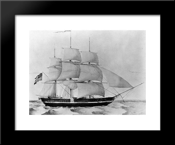 Uss Princeton 20x24 Black Modern Wood Framed Art Print Poster by Currier and Ives
