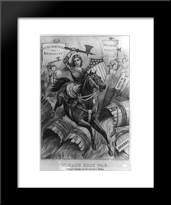 Woman'S Holy War. Grand Charge On The Enemy'S Works 20x24 Black Modern Wood Framed Art Print Poster by Currier and Ives