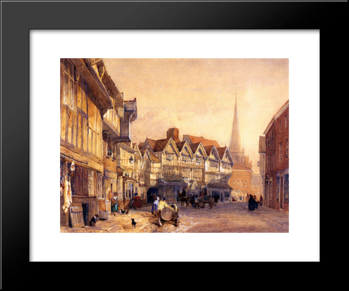 Butcher'S Row, Hereford 20x24 Black Modern Wood Framed Art Print Poster by Cox, David