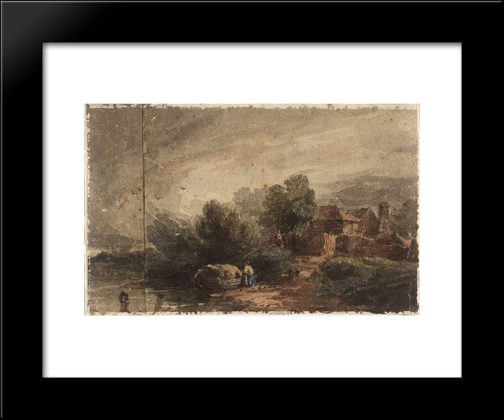 Cottage By A River 20x24 Black Modern Wood Framed Art Print Poster by Cox, David
