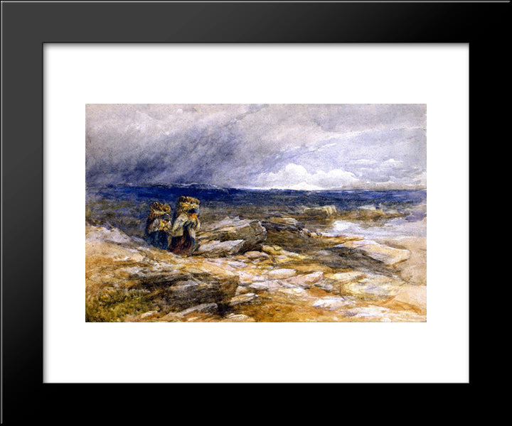 Peat Gatherers 20x24 Black Modern Wood Framed Art Print Poster by Cox, David