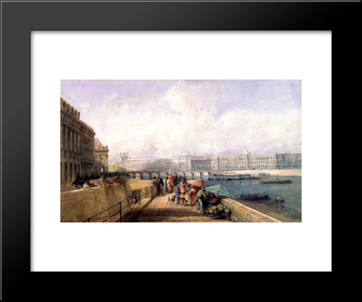 The Pont Des Arts With The Louvre And Tuileries From The Quai Conti 20x24 Black Modern Wood Framed Art Print Poster by Cox, David