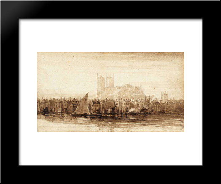 Westminster From Battersea 20x24 Black Modern Wood Framed Art Print Poster by Cox, David