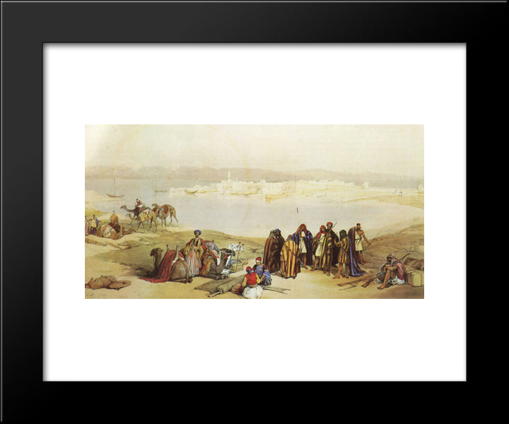 General View Of Suez 20x24 Black Modern Wood Framed Art Print Poster by Roberts, David