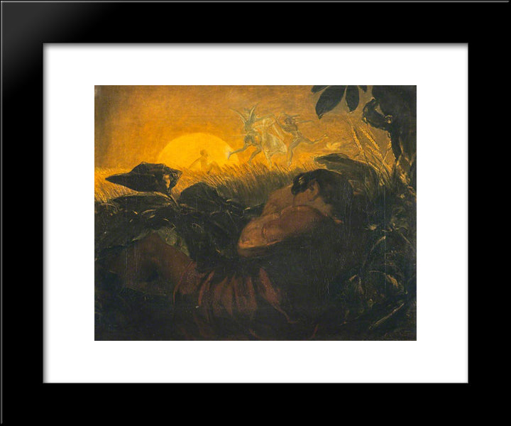 The Belated Peasant (From Milton'S 'Paradise Lost') 20x24 Black Modern Wood Framed Art Print Poster by Scott, David
