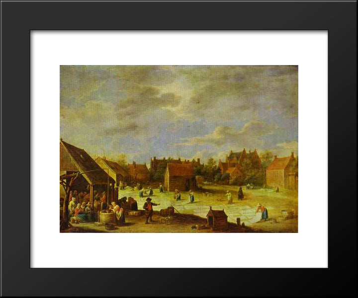 A Bleaching Ground 20x24 Black Modern Wood Framed Art Print Poster by Teniers the Younger, David