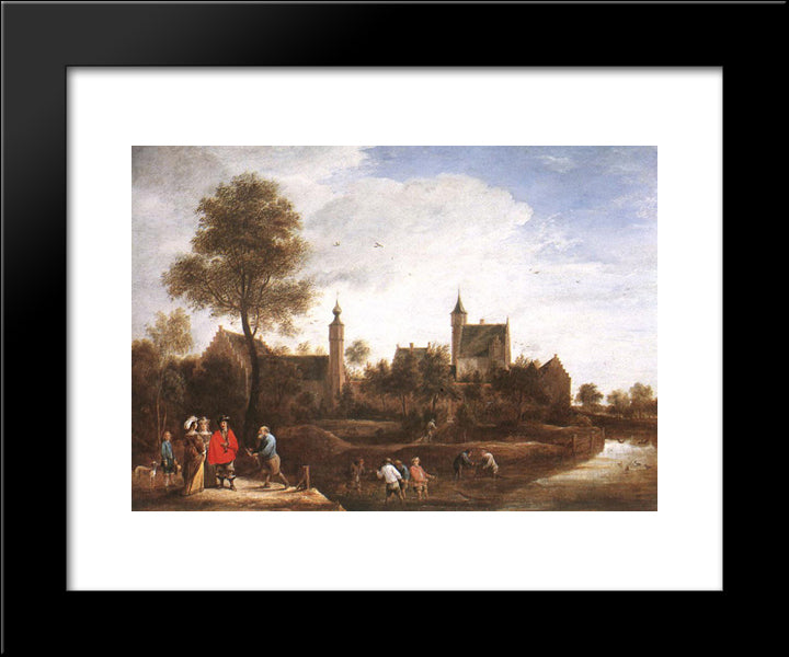 A View Of Het Sterckshof Near Antwerp 20x24 Black Modern Wood Framed Art Print Poster by Teniers the Younger, David