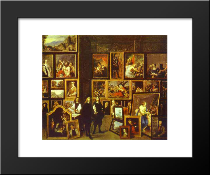 Archduke Leopold Wilhelm In His Picture Gallery, With The Artist And Other Figures 20x24 Black Modern Wood Framed Art Print Poster by Teniers the Younger, David