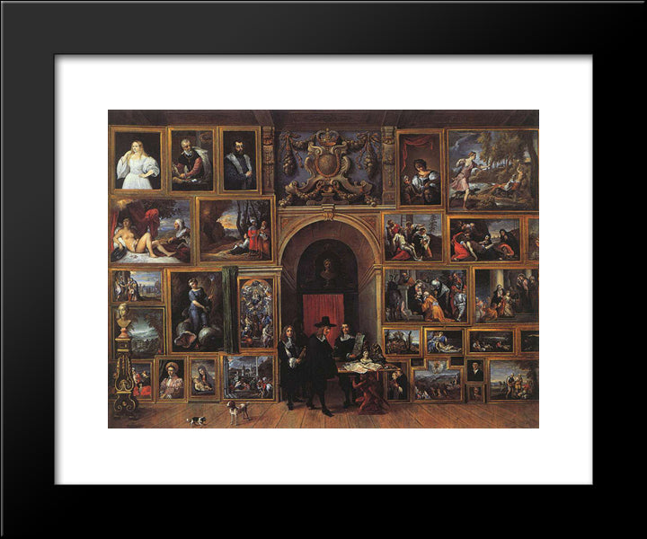 Archduke Leopold Wilhelm Of Austria In His Gallery 20x24 Black Modern Wood Framed Art Print Poster by Teniers the Younger, David