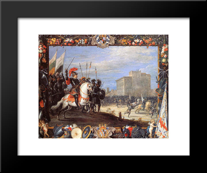 David Antonio Manocada Repulses Caberra 20x24 Black Modern Wood Framed Art Print Poster by Teniers the Younger, David