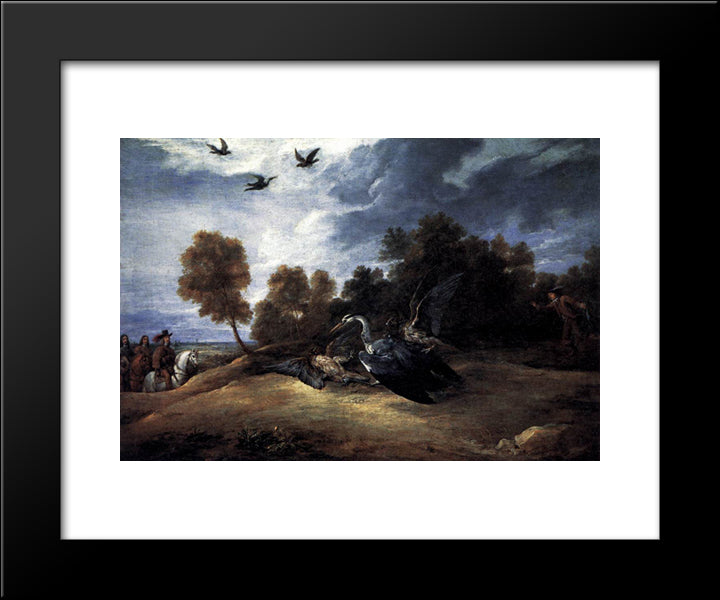 Heron Hunting With The Archduke Leopold Wilhelm 20x24 Black Modern Wood Framed Art Print Poster by Teniers the Younger, David
