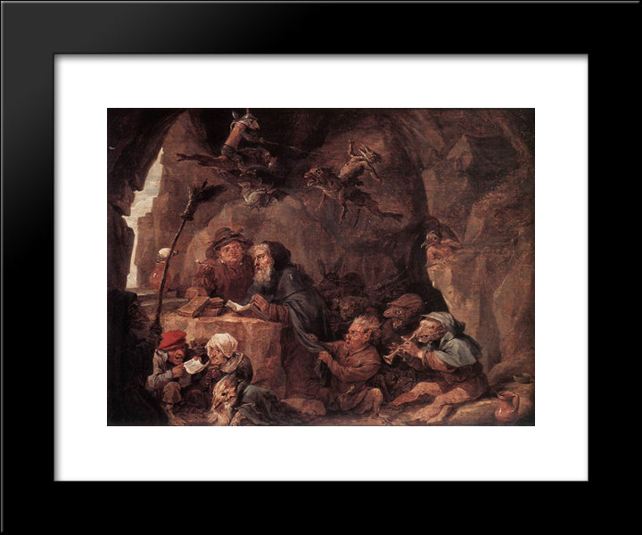 Temptation Of St. Anthony 20x24 Black Modern Wood Framed Art Print Poster by Teniers the Younger, David