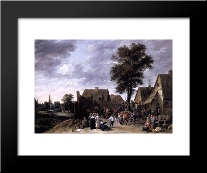 The Kermess At The Half Moon Inn 20x24 Black Modern Wood Framed Art Print Poster by Teniers the Younger, David
