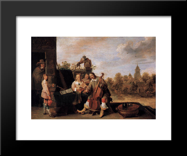 The Painter And His Family 20x24 Black Modern Wood Framed Art Print Poster by Teniers the Younger, David