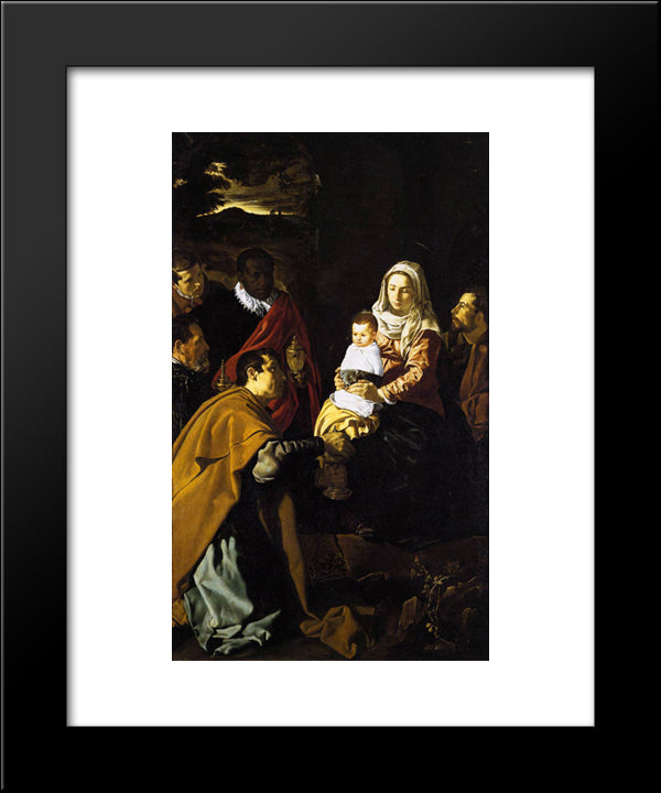 Adoration Of The Kings 20x24 Black Modern Wood Framed Art Print Poster by Velazquez, Diego