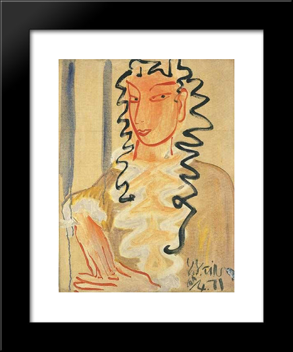 A Lady 20x24 Black Modern Wood Framed Art Print Poster by Yanyong, Ding