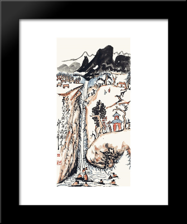 Hiking In The Mountains 20x24 Black Modern Wood Framed Art Print Poster by Yanyong, Ding