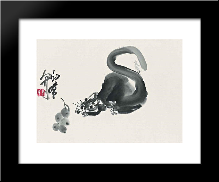 Mouse And Grapes 20x24 Black Modern Wood Framed Art Print Poster by Yanyong, Ding