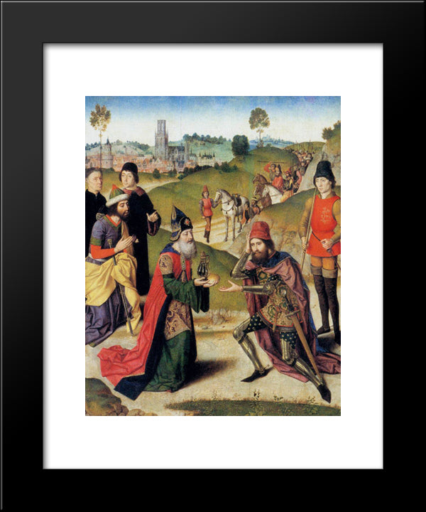 The Meeting Of Abraham And Melchizedek 20x24 Black Modern Wood Framed Art Print Poster by Bouts, Dirck