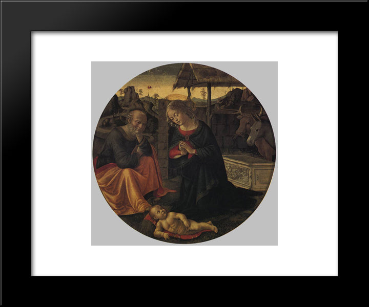 Adoration Of The Child 20x24 Black Modern Wood Framed Art Print Poster by Ghirlandaio, Domenico